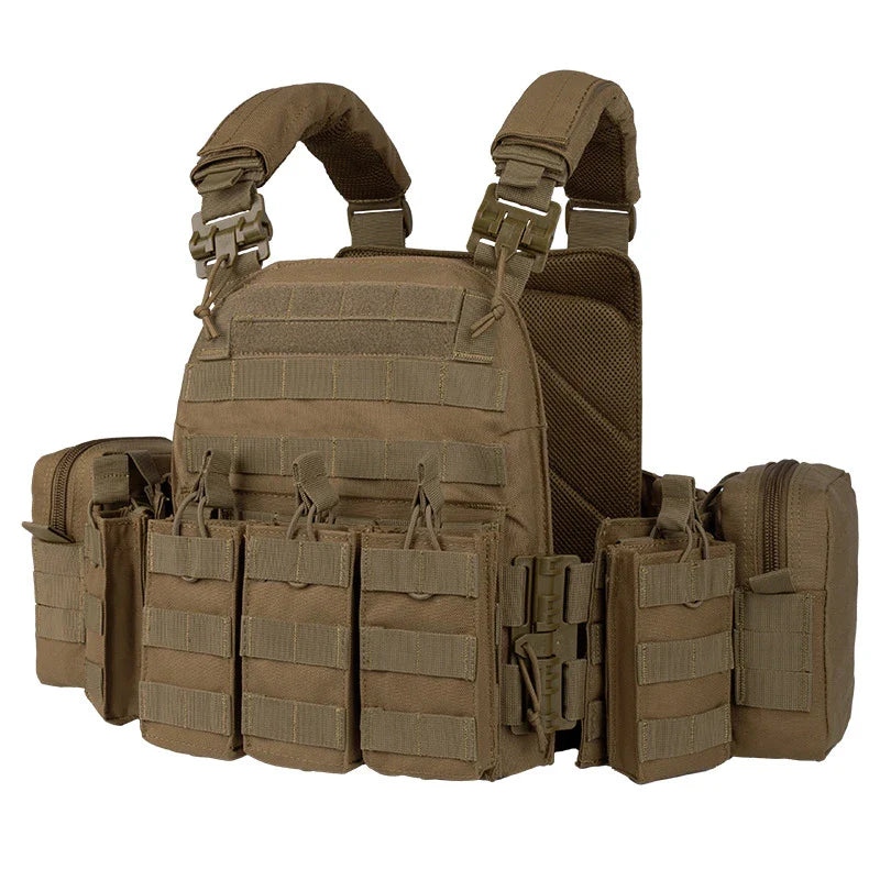 YAKEDA 6094 Tactical Vest – Lightweight Quick Release Combat Plate Carrier, 1000D Nylon Molle Hunting Vest in Black