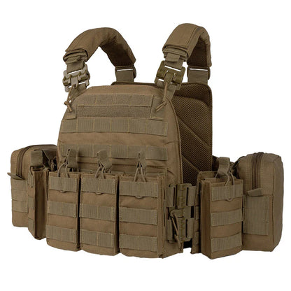 YAKEDA 6094 Tactical Vest – Lightweight Quick Release Combat Plate Carrier, 1000D Nylon Molle Hunting Vest in Black