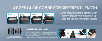 Men’s Electric Groin & Body Hair Trimmer – Rechargeable Clipper for Pubic and Intimate Areas Grooming