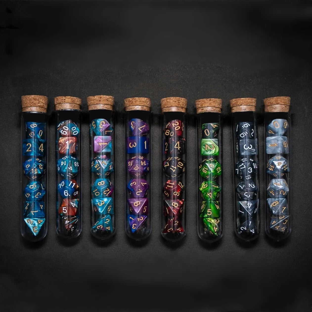 7Pcs Transparent RPG Dice Set - Polyhedral D&D COC Dice with Fantasy Potion Flask for Tabletop Games