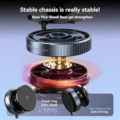 Magnetic Suction Phone Mount - 360° Adjustable Foldable Car Holder with Vacuum Adsorption Bracket for Universal Smartphones