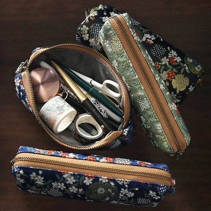 Retro Kawaii Pencil Case – Embroidery Pen Case with Golden Thread, Trousse School Supplies & Pencil Pouch