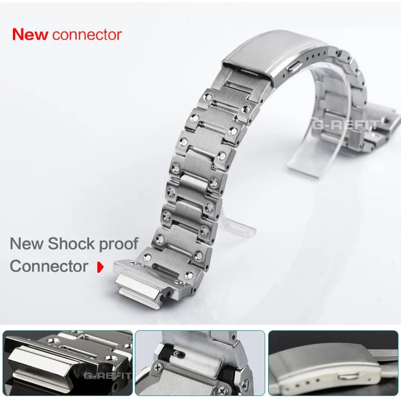 G-Refit V6.0 DW5600 Metal Bezel Kit - Stainless Steel Watch Band Strap & Case Accessories with Tools for GWB5600/GWM5610