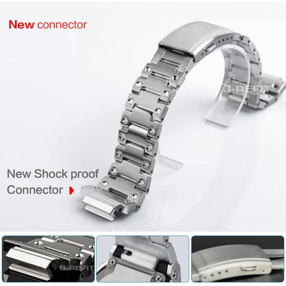 G-Refit V6.0 DW5600 Metal Bezel Kit - Stainless Steel Watch Band Strap & Case Accessories with Tools for GWB5600/GWM5610