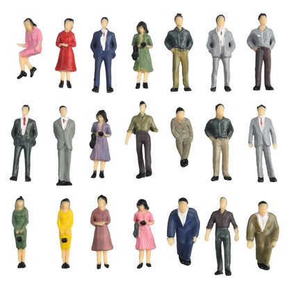 50pcs Miniature People Figures - 1:50 Scale Painted Plastic Passengers for Train Scenery & Model Building Decor