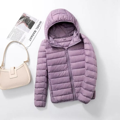 Women’s Lightweight Puffer Jacket - Hooded Packable Down Coat Plus Size 5XL-7XL Spring Autumn Outerwear