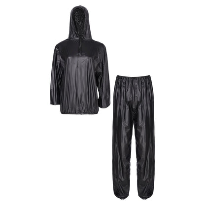 Unisex PVC Sauna Suit — Long Sleeve Top & Elastic Waistband Pants for Men & Women, Slimming Fitness Workout Outfit