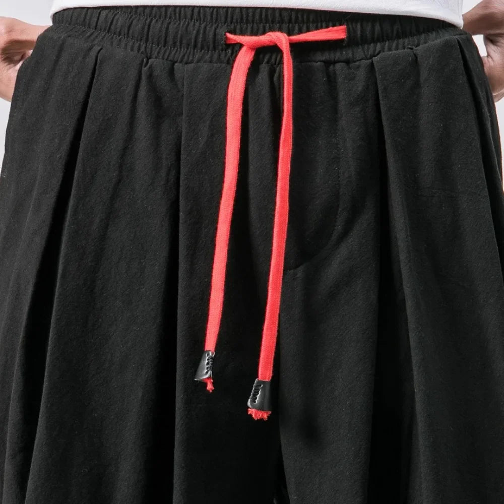 Men’s Oversized Harem Pants – Loose Chinese Style Cotton Linen Sweatpants Joggers, High-Quality Casual Trousers
