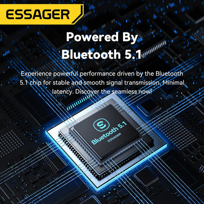 Essager 2 in 1 Bluetooth 5.1 Audio Receiver & Transmitter – Wireless 3.5mm AUX Stereo Adapter for Earphones, TV, & Car