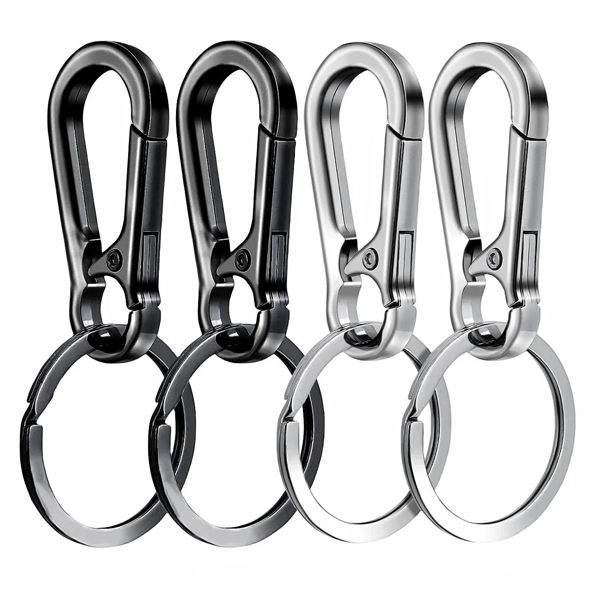 4PCS Metal Carabiner Keychain Clips - Portable Key Ring Holder Organizer for Car Keys & EDC Gear