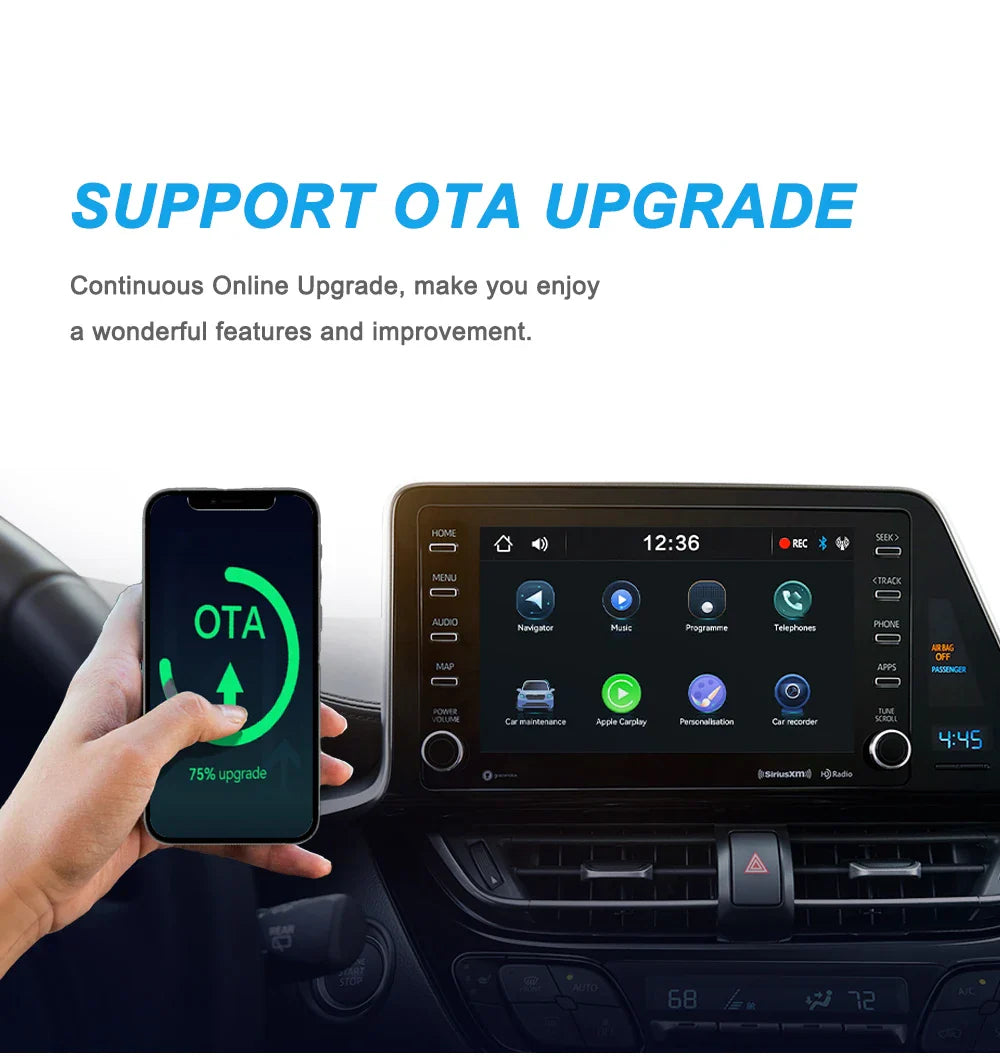 2 in 1 Wireless CarPlay & Android Auto Adapter – Wired to Wireless Dongle, Bluetooth Plug & Play Mini Box