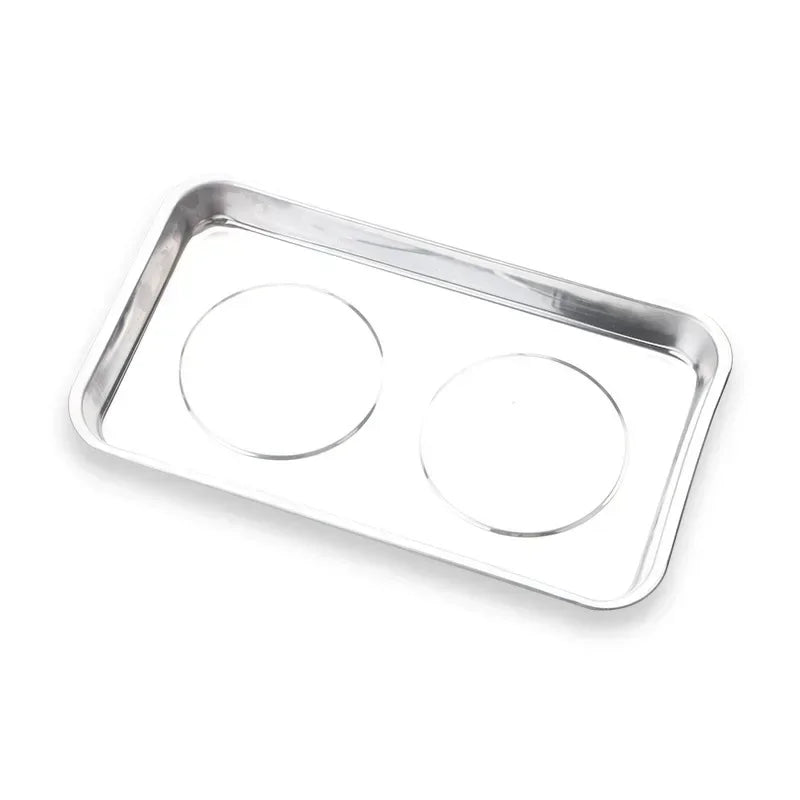 Magnetic Stainless Steel Parts Tray - Round & Square Bowl Organizer for Screws, Nuts, Bolts and Small Parts Storage