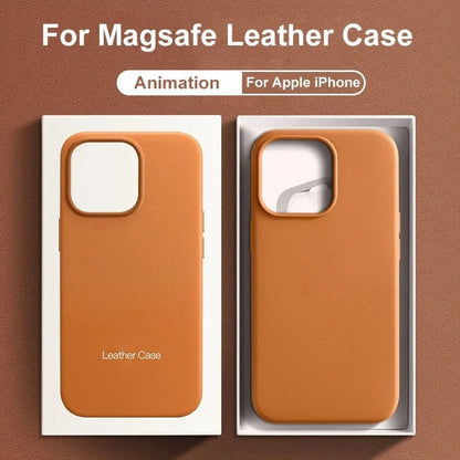 iPhone MagSafe Leather Case - Original Animated Cover for iPhone 13/14/15/16 Pro Max with Magnetic Wireless Charging Support