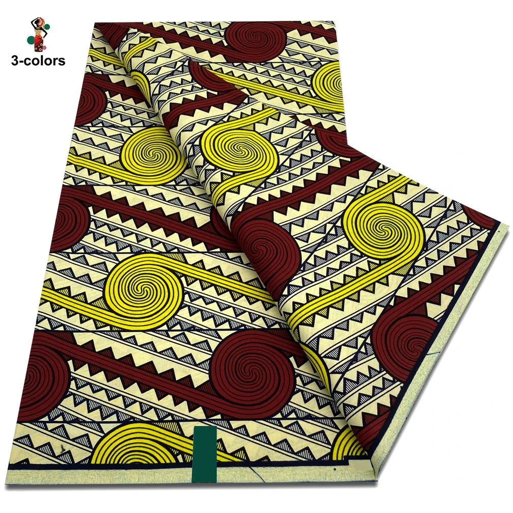 African Real Wax Print Fabric - 100% Cotton Soft Ankara Pagne Material for Dresses