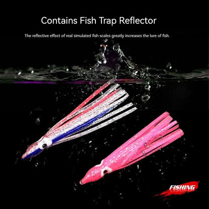 PRO BEROS 5Pcs Luminous Octopus Fishing Lures - Silicone Squid Skirts Glow Bait for Tuna Trolling & Sea Jigging