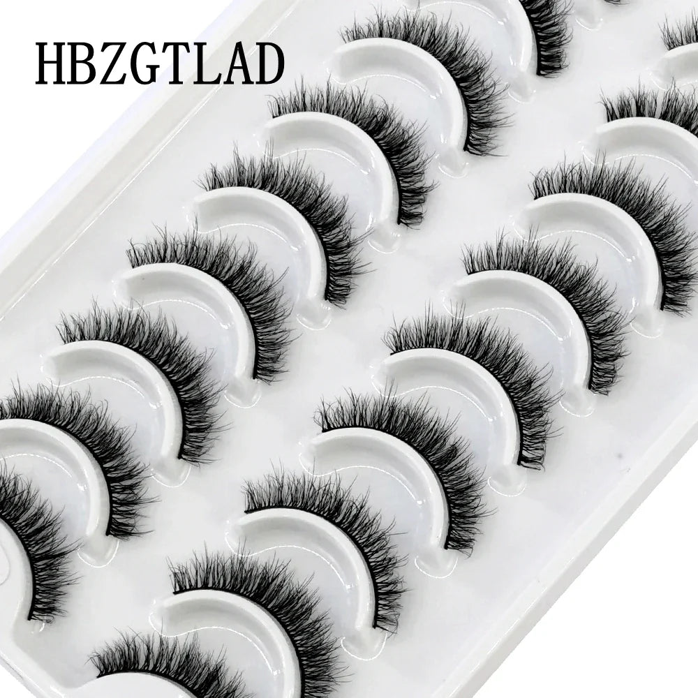 HBZGTLAD 10 Pairs 3D Faux Mink False Eyelashes – Natural Long Look Short Mink Lash Extensions for Makeup & Beauty