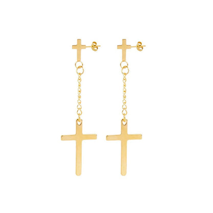 Gold Cross Huggie Hoop Earrings - Minimalist Dangle Charm Jewelry for Men & Women