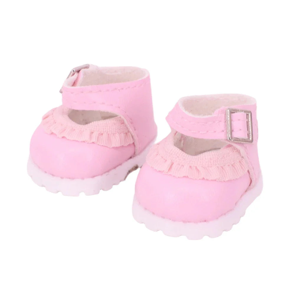 3.8cm Solid Color Lace-Up Canvas Shoes – PU Doll Shoes for 17cm Labubu Doll Clothes & Accessories Gift