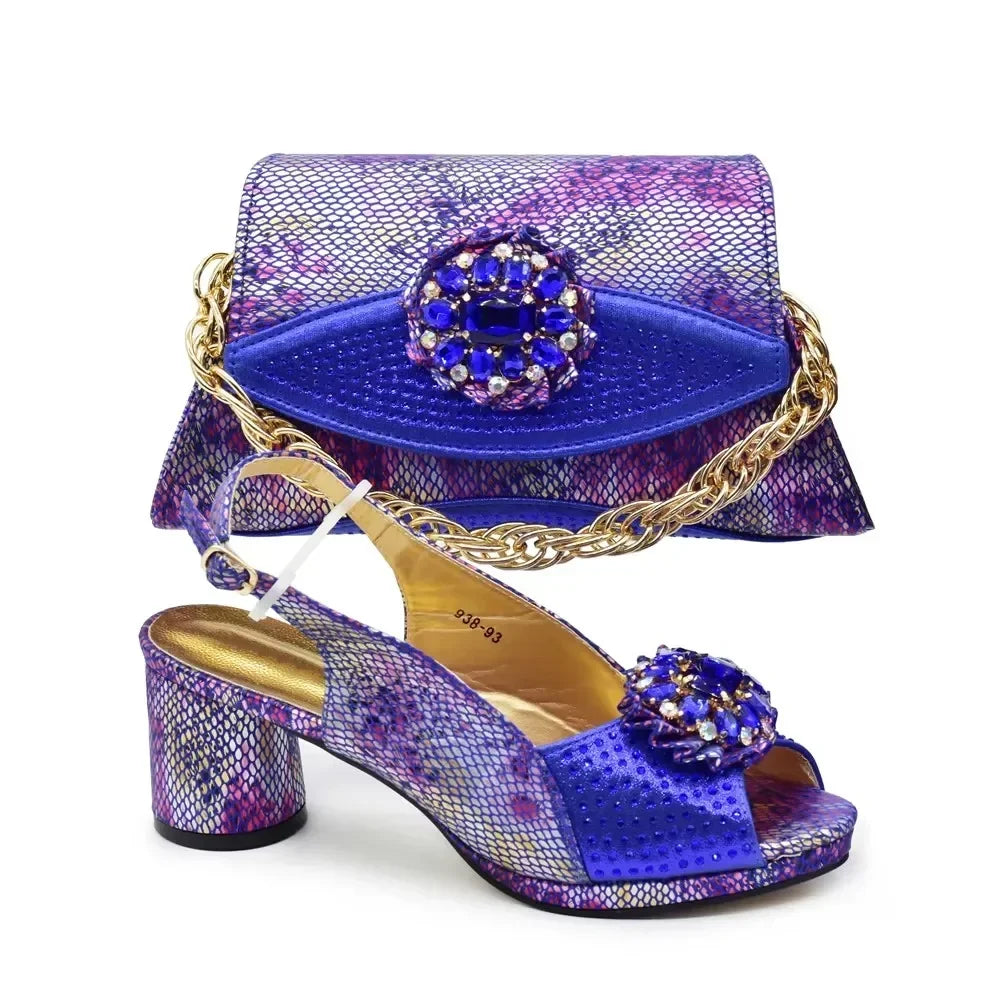 Women’s Purple Italian Shoe & Bag Set - Elegant Heeled Party & Wedding Accessories