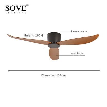 SOVE White Ultra-Thin 17cm DC Ceiling Fan — Low Floor Remote Control, Simple Design, No Light, 220V