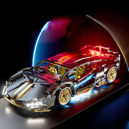 1:14 Technical Racing Sport Car Model Building Blocks, DIY Supercar Brick Puzzle, 1280+ Pieces, Gift for Kids and Adults