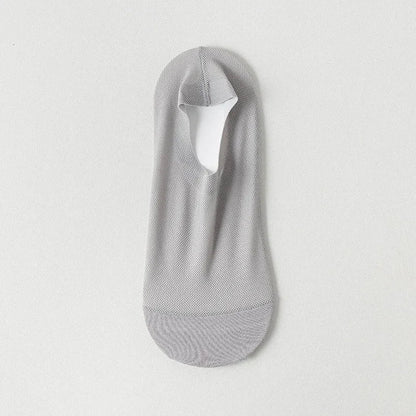 Men’s Ice Silk Mesh Socks – Hollow Breathable Summer No-Show Slippers, Silicone Non-Slip Low-Cut Boat Socks