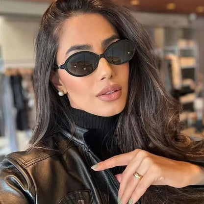 Fashion Oval Retro Sunglasses for Women – Simple Literary Design, Small Frame UV400 Luxury Travel Eyewear