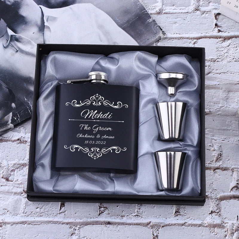 Personalized 6oz Stainless Steel Hip Flask – Engraved Christmas, Birthday, Valentine's Day Gift, Custom Logo for Wedding Favors   2/2