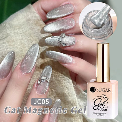 UR SUGAR Jelly Pink Cat Magnetic Gel Nail Polish 15ml - Glitter Ice Effect Soak Off UV LED Semi-Permanent Manicure Gel