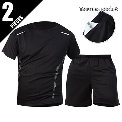 Men’s Summer Quick Dry T-Shirt - Solid Color Short Sleeve Sports Shirt for Running & Casual Wear