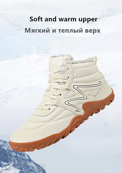 Men's Winter Snow Boots – Warm Fur Lined, Non-Slip Barefoot Outdoor Ankle Sneakers, Lightweight Hiking Shoes, Plus Size