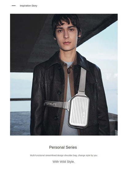 2025 RMWA Light Luxury Single-Shoulder Crossbody Bag — Vertical Aluminum-Magnesium Alloy Travel Bag, Silver Stylish Luggage