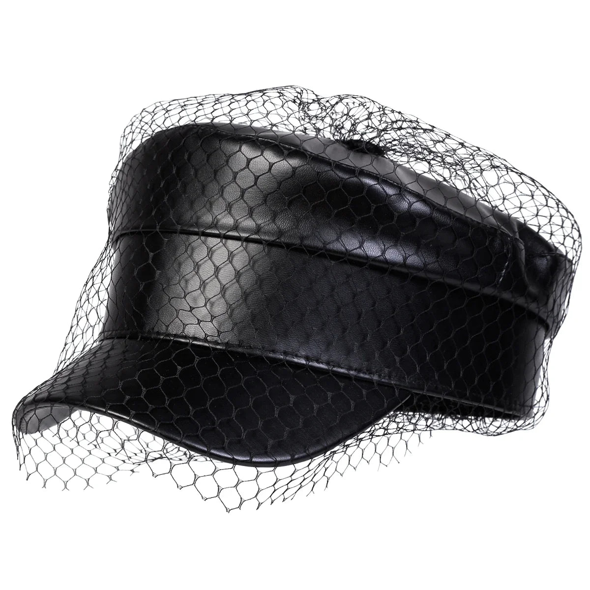 Large Buckle Leather Beret Hat - Fashion Sailor Military Cap for Women and Men