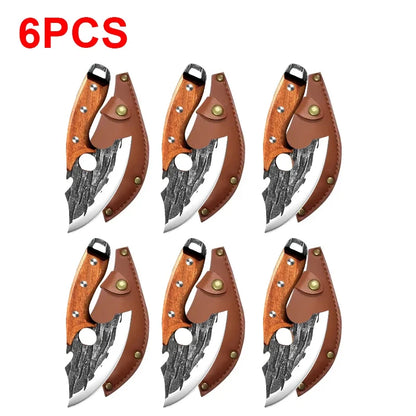 Multifunctional Stainless Steel Kitchen Knife - Forged Meat Cleaver Boning Knife with Bottle Opener and Protective Cover