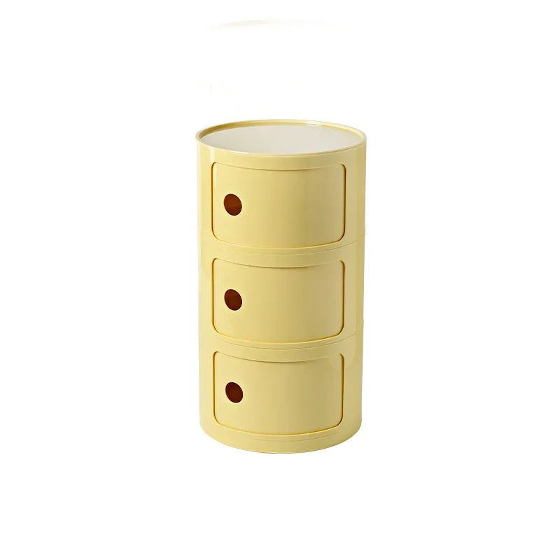 Nordic Minimalist White Bedside Table – Modern Round Plastic Side Cabinet, Small Creative Storage Unit