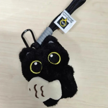 Plush Black Cat Keychain Set - Cute Kawaii Doll Bag Pendant Charms & Car Keyring Accessories Gift