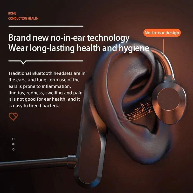 K69 Bone Conduction Earphones: Bluetooth Hifi Music Headphones, Sport Ear-hook Wireless Headsets with Mic, Waterproof Earbuds