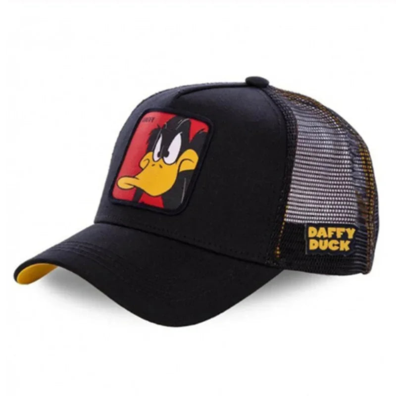 Anime Cartoon Snapback Cap - Cotton Mesh Trucker Hat for Men & Women Hip Hop Dad Style