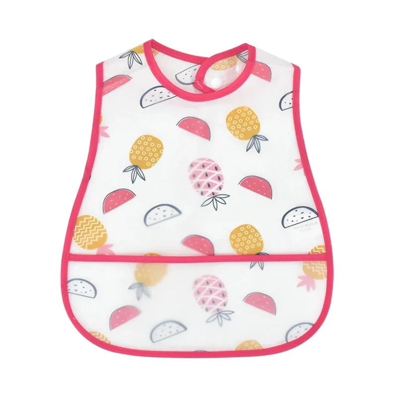 Adjustable Baby Bibs - Waterproof EVA Cotton Cartoon Feeding Bibs with Burp Cloth for Boys & Girls