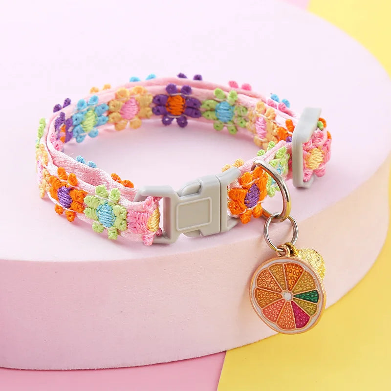 Pet Collar with Bell – Adjustable Cartoon Footprint Necklace for Dogs, Puppies & Kittens, Colorful Safety Bell Accessory