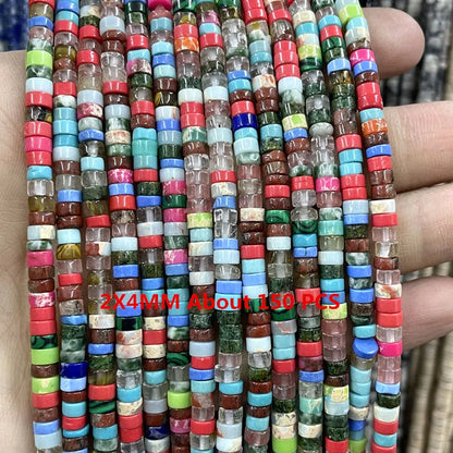 Natural Gemstone Beads - Agate Quartz Turquoise Faceted Rondelle Spacer Beads for DIY Jewelry Making & Bracelets