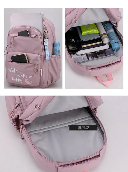 Teen Girls School Backpack | Pink Waterproof Bag for Primary & Middle School Students