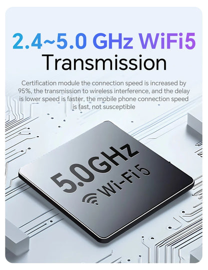 2 in 1 Mini Wired to Wireless CarPlay & Android Auto Adapter – 5GHz WiFi5 for Cars with Wired CarPlay/Auto