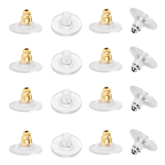 100-200PCS Rubber Earring Backs & Fishhook Ear Stoppers for Jewelry Making and DIY Earring Repairs
