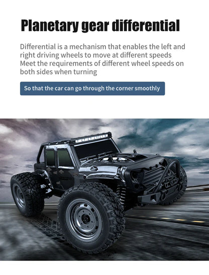 16103 Fast RC Cars – 50km/h 1/16 Off-Road 4WD Monster Truck with LED Headlights, 2.4G Waterproof Remote Control (For Adults & Kids)