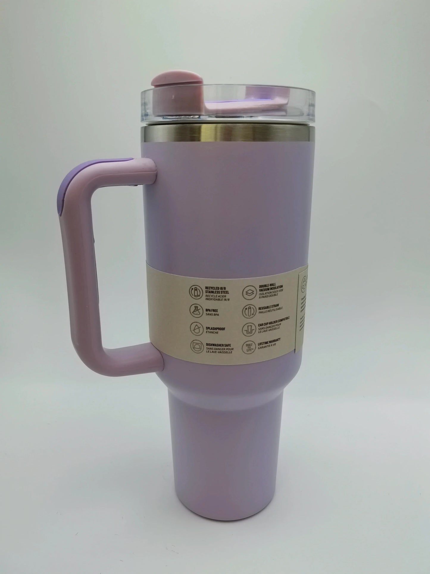 40oz Insulated Stainless Steel Tumbler — Travel Cup with Handle, Straw & Cup Holder, BPA-Free