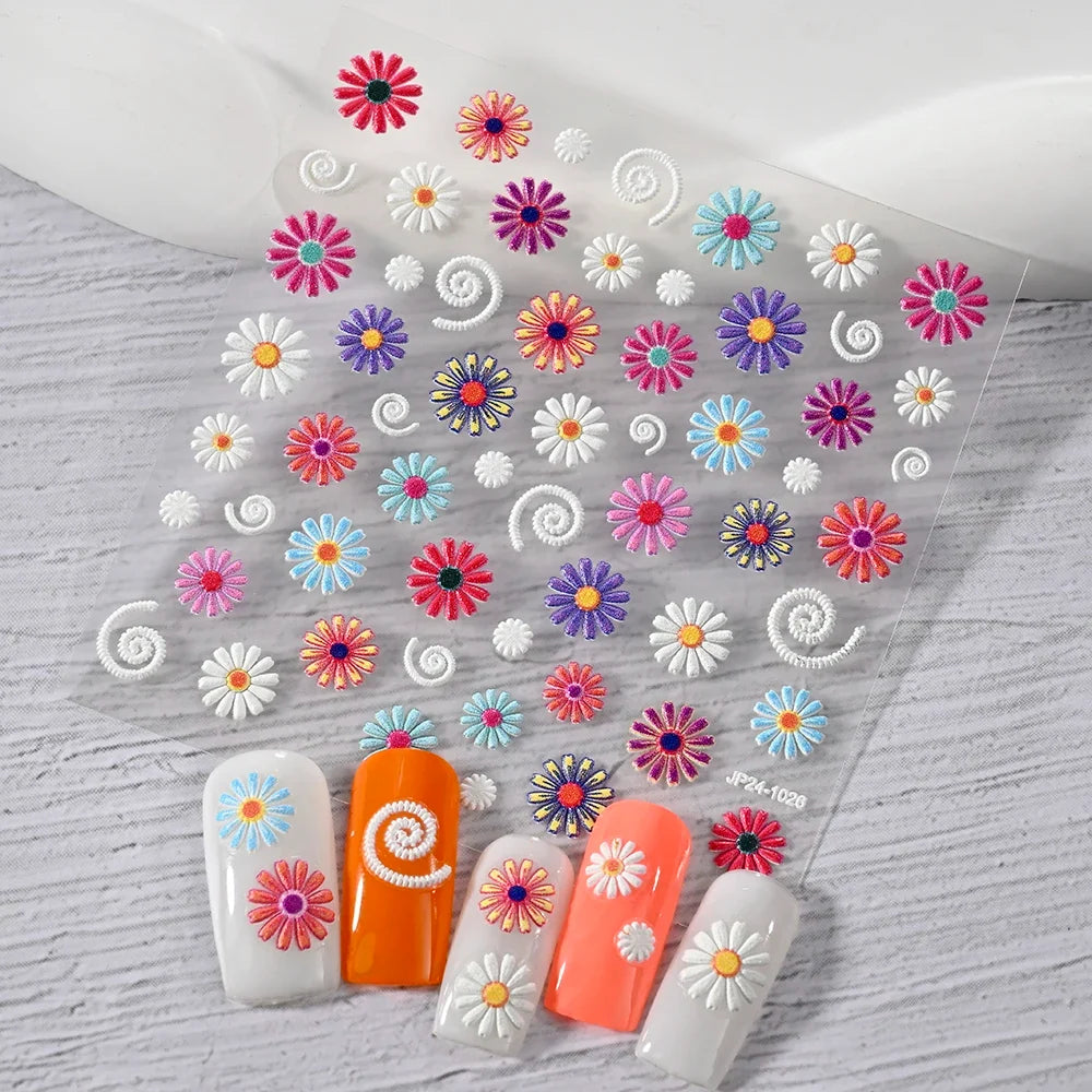 5D Macaron Nail Stickers - Embossed Flower, Fruit, Bear & Rabbit Charms for Summer DIY Manicure Decoration