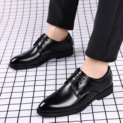 Men’s Leather Dress Shoes - Luxury Pointed Toe Formal Business & Party Shoes