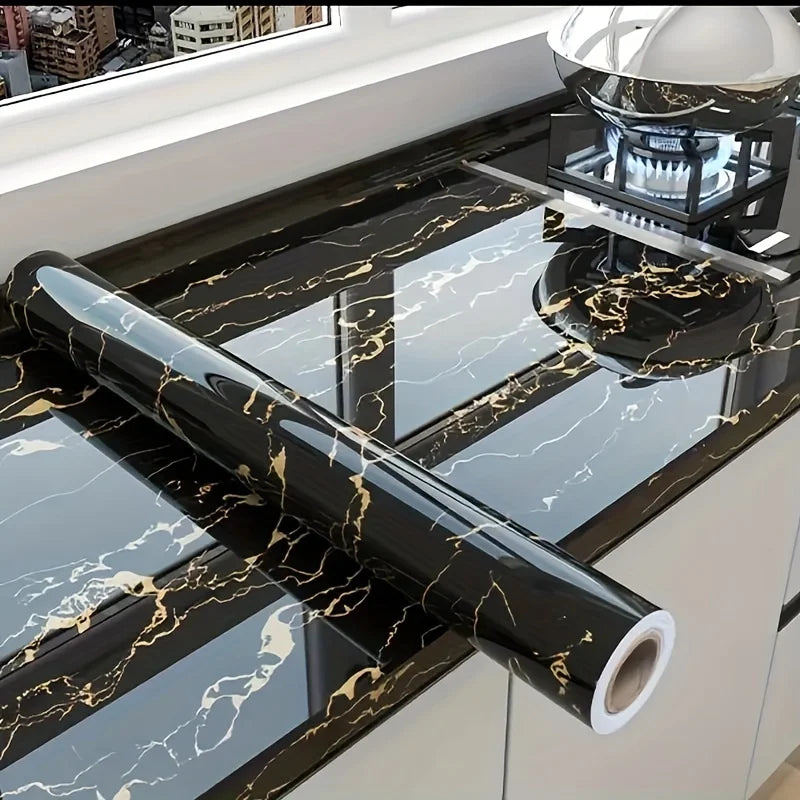 40cm PVC Marble Wall Sticker - Waterproof Oil-Resistant Self-Adhesive Kitchen Decor