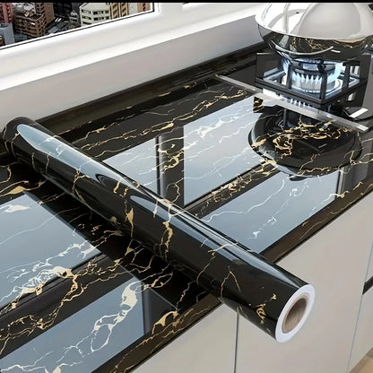 40cm PVC Marble Wall Sticker - Waterproof Oil-Resistant Self-Adhesive Kitchen Decor